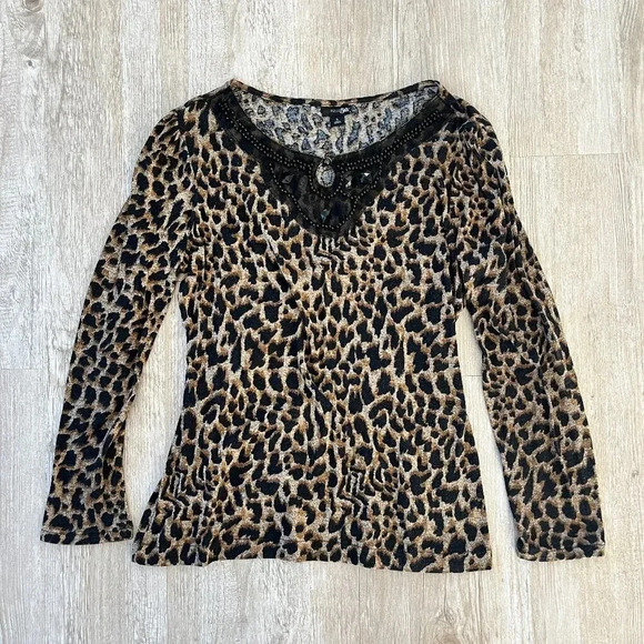 Womens East 5th Leopard/Cheetah Print Top - L - Picture 1 of 5